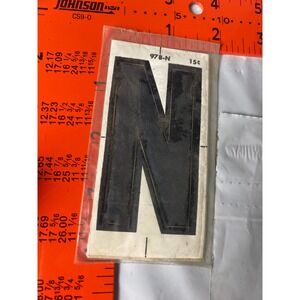 Meyercord Kwik-Space Letter N Black Self Stick NOS 978-N Sign Decal